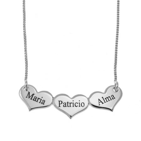Engraved Horizontal Hearts Necklace