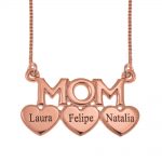 Mom Necklace With Engraved Hearts