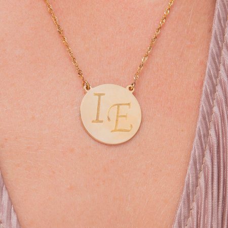 Disc Necklace with Two Initials-2