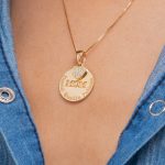 Engraved Mom Disc Necklace with Inlay Heart-2