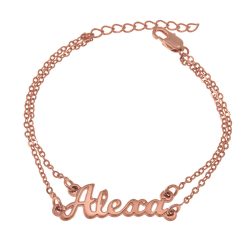 Cut Out Name Double Chain Bracelet