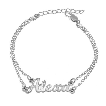Cut Out Name Double Chain Bracelet