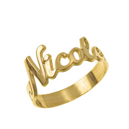 Cut Out Name Ring in 18K Gold Plating