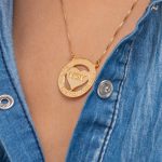 Engraved Circle Mom Necklace with Heart-2