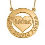 Engraved Circle Mom Necklace with Heart