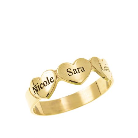 Godchoices Personalized Name Ring with Custom Engraved 5 Names and 5 Stones Handmade Ring for her in 925 Sterling Silver