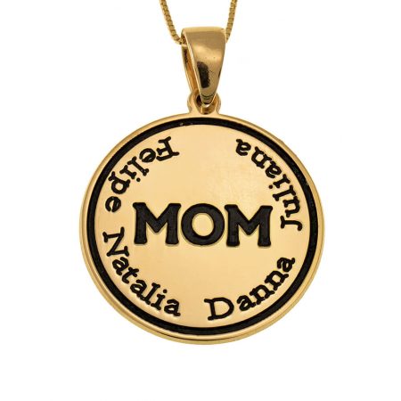 Engraved Mom Disc Necklace in 18K Gold Plating