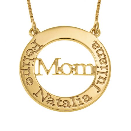 Engraved Mom Hollow Circle Necklace