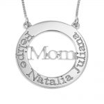 Engraved Mom Hollow Circle Necklace