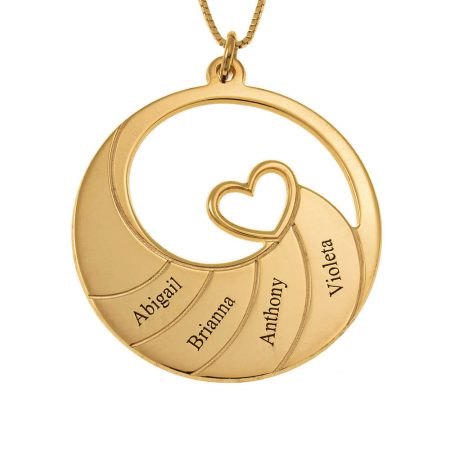 Four Names Spiral Necklace in 18K Gold Plating