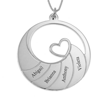Four Names Spiral Necklace 925 Sterling Silver