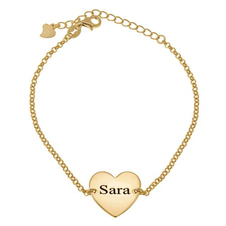 Heart Name Bead Bracelet in 18K Gold Plating