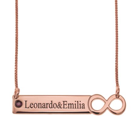 Infinity Bar Necklace with Engraving and Birthstone