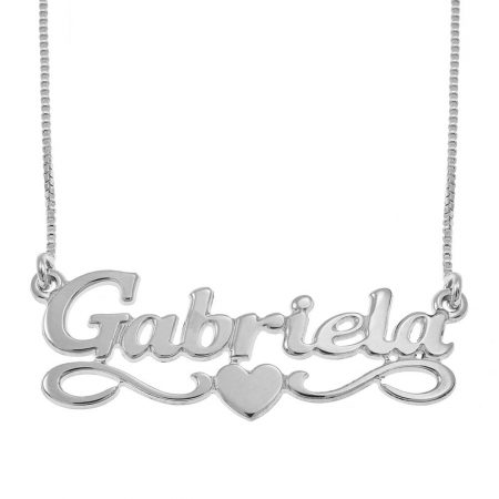 Name Necklace with Heart in 925 Sterling Silver