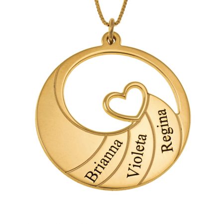 3 Name Necklace with Spiral in 18K Gold Plating
