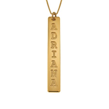 Vertical Bar Name Necklace in 18K Gold Plating