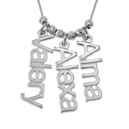 Vertical 3 Names Necklace in 925 Sterling Silver