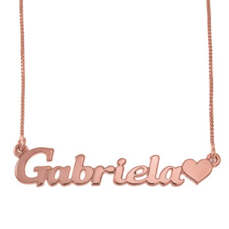 Classic Name Necklace With Heart in 18K Rose Gold Plating