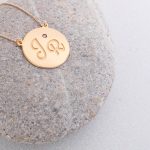 Engraved Disc Initials Necklace With Birthstone-3
