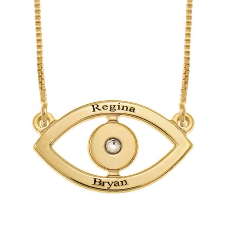 Personalized Evil Eye Two Names Necklace in 18K Gold Plating