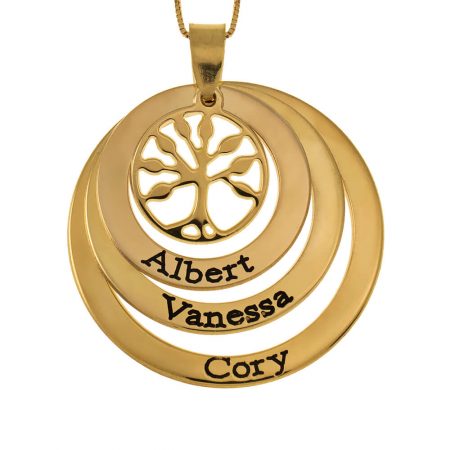 Layers Discs Necklace With Tree Of Life in 18K Gold Plating