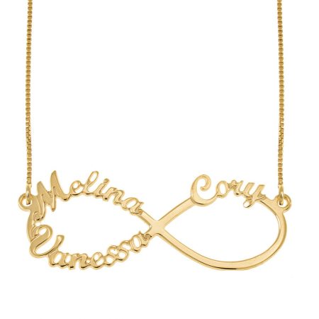 Infinity 3 Names Necklace in 18K Gold Plating