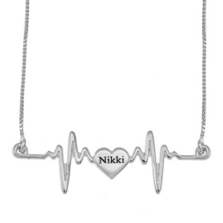 Heartbeat Name Necklace in 925 Sterling Silver