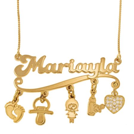 Name Necklace with Charms