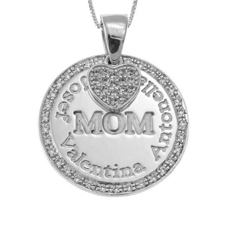 Mom Circle Necklace With Inlay Heart