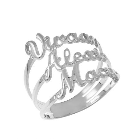 Cut Out 3 Names Ring in 925 Sterling Silver