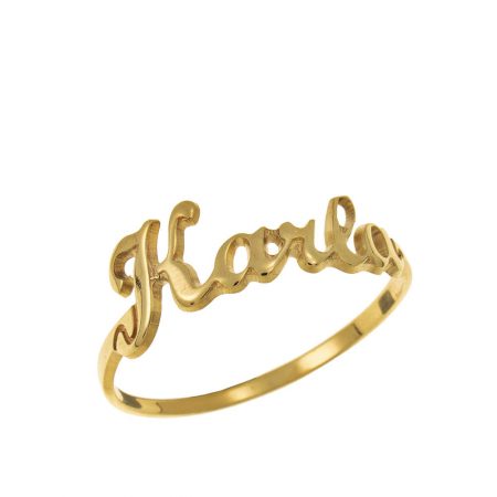 Cut Out One Name Ring in 18K Gold Plating