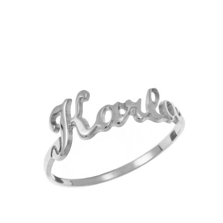 Cut Out One Name Ring in 925 Sterling Silver