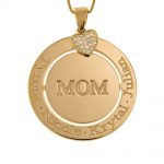 Engraved Circle Mom Necklace with Inlay Heart