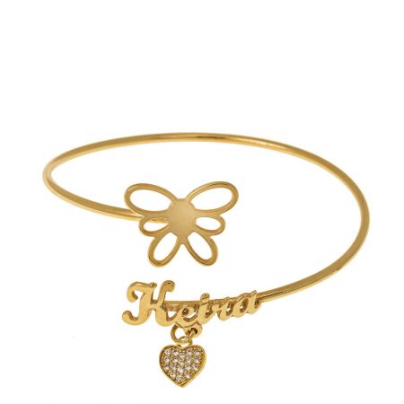 Flex Name Bracelet With Butterfly in 18K Gold Plating