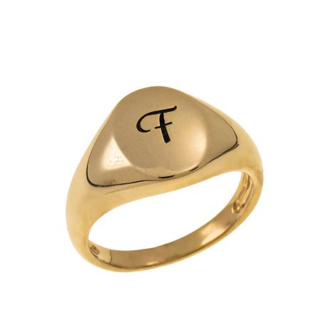 Initial Oval Signet Ring in 18K Gold Plating