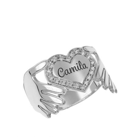 Inlay Heart Ring in 925 Sterling Silver