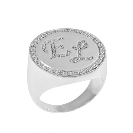 Personalized Two Initials Signet Ring in 925 Sterling Silver