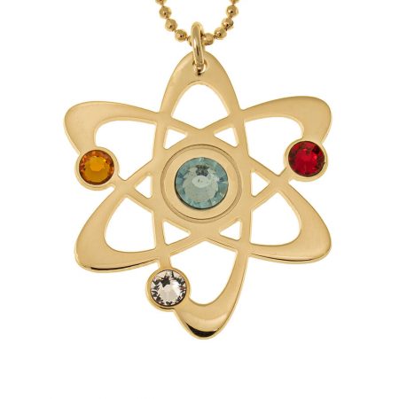 Atom Necklace with Birthstones in 18K Gold Plating