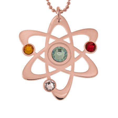 Atom Necklace with Birthstones in 18K Rose Gold Plating