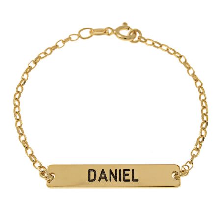 Dainty Bar Name Bracelet in 18K Gold Plating