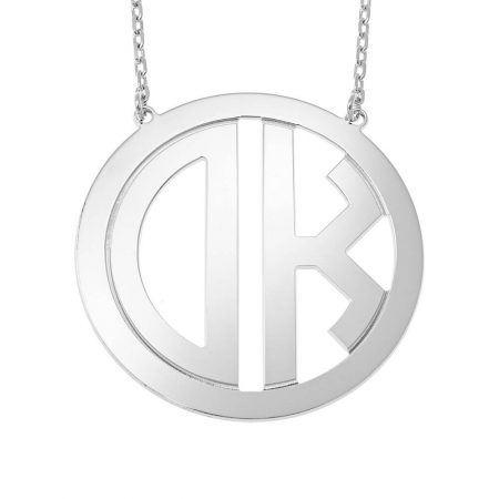 Circle Monogram Necklace in 925 Sterling Silver