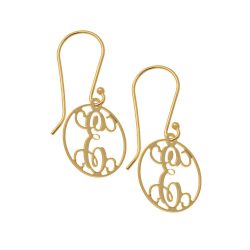 Circle Dangle Monogrammed Earrings gold