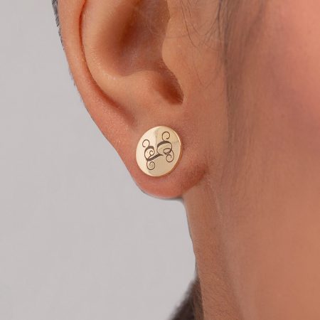 Circle Monogram Stud Earrings-2
