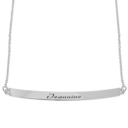 Curved Name Plate Necklace in 925 Sterling Silver