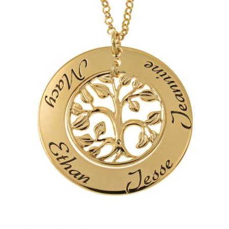 Personalized Cut Out Family Tree Names in 18K Gold Plating
