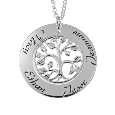 Personalized Cut Out Family Tree Names in 925 Sterling Silver