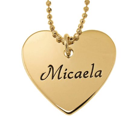 Engraved Heart Necklace in 18K Gold Plating