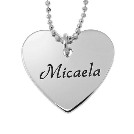 Engraved Heart Necklace in 925 Sterling Silver