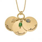 Mother's Three Disc and Birthstone Necklace