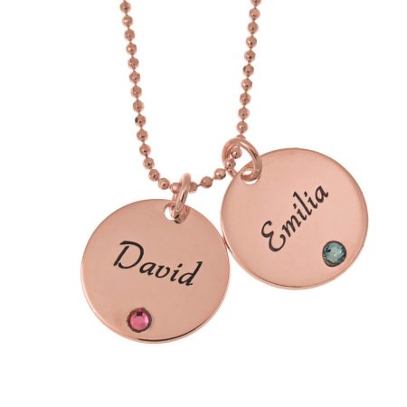 Mother’s Two Disc and Birthstone Necklace